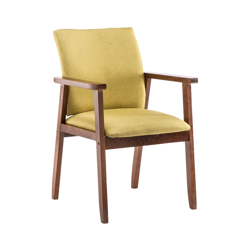 Scandinavian Rubberwood Solid Back Arm Chair Wood Dining Chair for Home Green 1 Piece Walnut Clearhalo ' kitchen&dining_furn' 'Dining Chairs' 'Dining Tables & Seating' 'dining_chair' 'furn' 'furn_dining_chair' 'Furniture' 'furniture_dining_chair' 'Kitchen & Dining Furniture' 'kitchen' 3621650