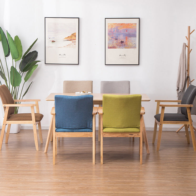 Scandinavian Rubberwood Solid Back Arm Chair Wood Dining Chair for Home Clearhalo ' kitchen&dining_furn' 'Dining Chairs' 'Dining Tables & Seating' 'dining_chair' 'furn' 'furn_dining_chair' 'Furniture' 'furniture_dining_chair' 'Kitchen & Dining Furniture' 'kitchen' 3621653