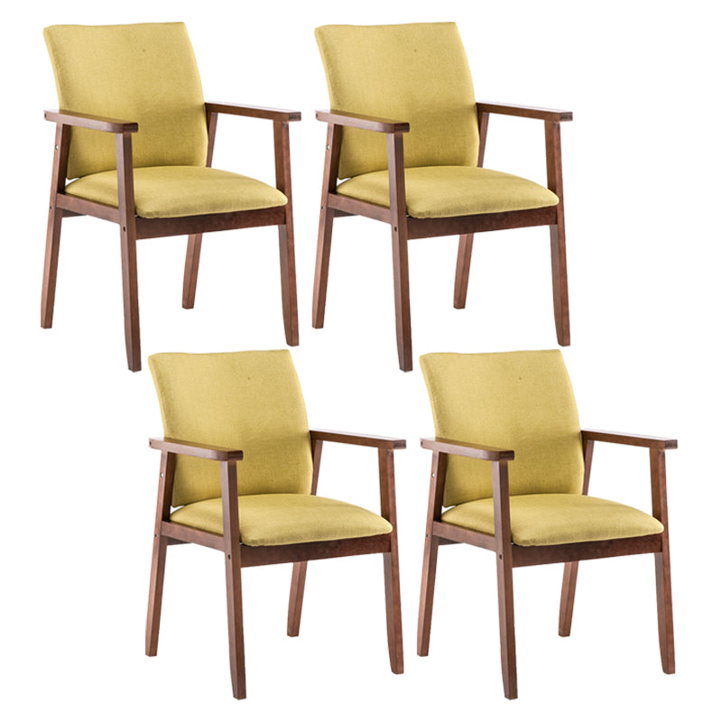 Scandinavian Rubberwood Solid Back Arm Chair Wood Dining Chair for Home Green 4 Piece Set Walnut Clearhalo ' kitchen&dining_furn' 'Dining Chairs' 'Dining Tables & Seating' 'dining_chair' 'furn' 'furn_dining_chair' 'Furniture' 'furniture_dining_chair' 'Kitchen & Dining Furniture' 'kitchen' 3621654