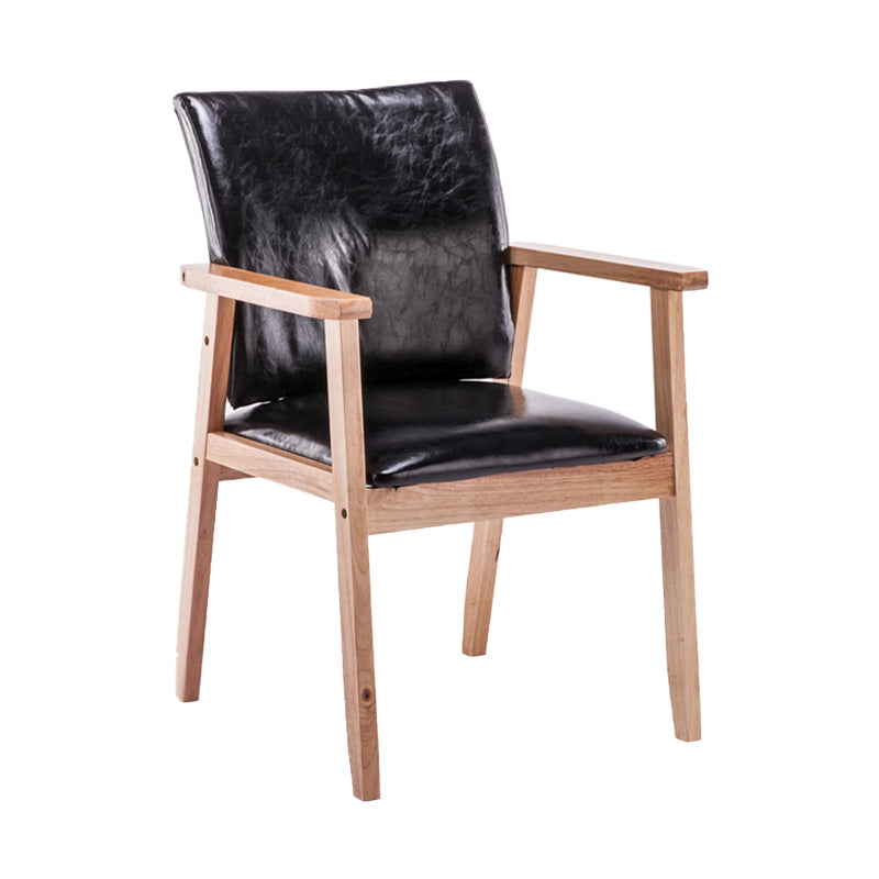 Scandinavian Rubberwood Solid Back Arm Chair Wood Dining Chair for Home Gloss Black 1 Piece Natural Wood Clearhalo ' kitchen&dining_furn' 'Dining Chairs' 'Dining Tables & Seating' 'dining_chair' 'furn' 'furn_dining_chair' 'Furniture' 'furniture_dining_chair' 'Kitchen & Dining Furniture' 'kitchen' 3621656