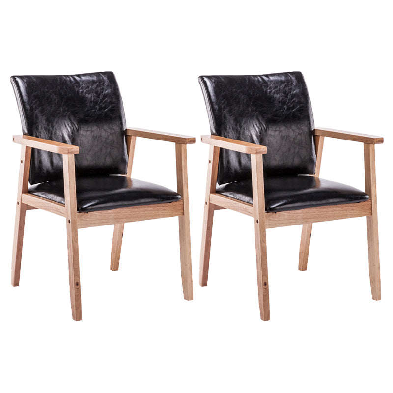 Scandinavian Rubberwood Solid Back Arm Chair Wood Dining Chair for Home Gloss Black 2 Piece Set Natural Wood Clearhalo ' kitchen&dining_furn' 'Dining Chairs' 'Dining Tables & Seating' 'dining_chair' 'furn' 'furn_dining_chair' 'Furniture' 'furniture_dining_chair' 'Kitchen & Dining Furniture' 'kitchen' 3621657