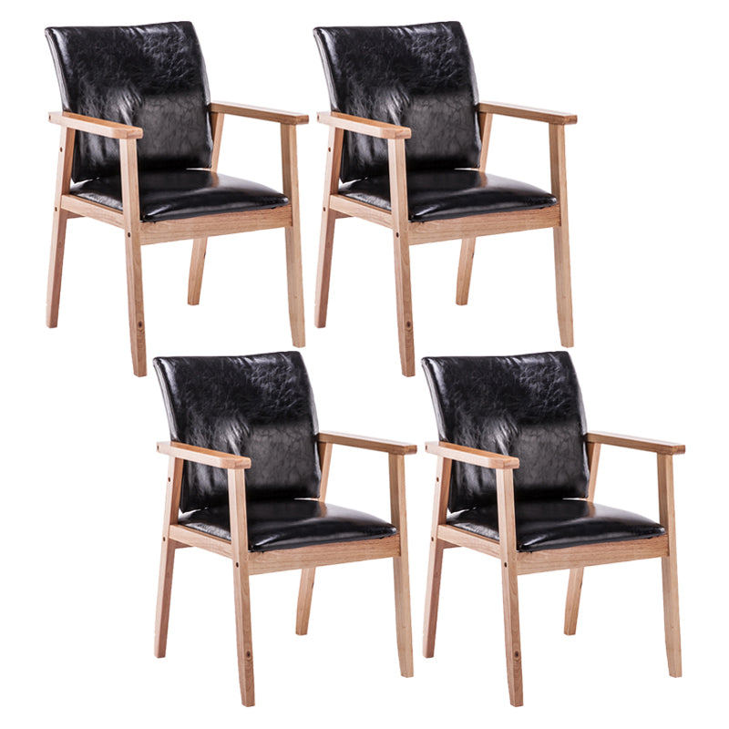 Scandinavian Rubberwood Solid Back Arm Chair Wood Dining Chair for Home Gloss Black 4 Piece Set Natural Wood Clearhalo ' kitchen&dining_furn' 'Dining Chairs' 'Dining Tables & Seating' 'dining_chair' 'furn' 'furn_dining_chair' 'Furniture' 'furniture_dining_chair' 'Kitchen & Dining Furniture' 'kitchen' 3621659