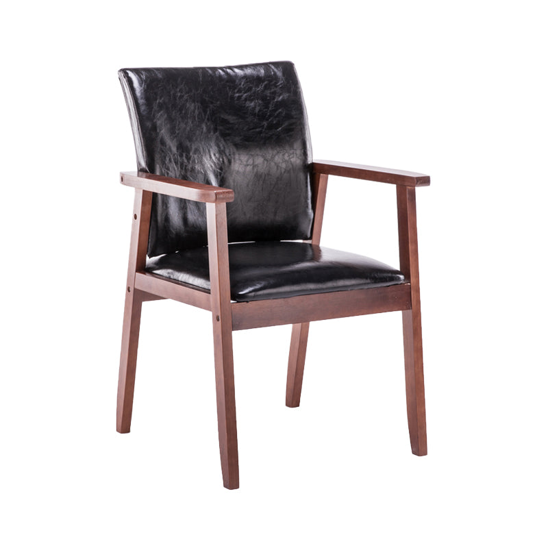 Scandinavian Rubberwood Solid Back Arm Chair Wood Dining Chair for Home Gloss Black 1 Piece Walnut Clearhalo ' kitchen&dining_furn' 'Dining Chairs' 'Dining Tables & Seating' 'dining_chair' 'furn' 'furn_dining_chair' 'Furniture' 'furniture_dining_chair' 'Kitchen & Dining Furniture' 'kitchen' 3621661