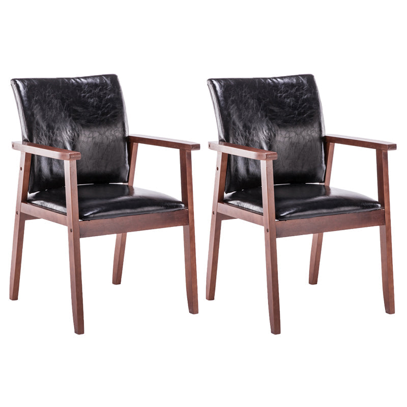 Scandinavian Rubberwood Solid Back Arm Chair Wood Dining Chair for Home Gloss Black 2 Piece Set Walnut Clearhalo ' kitchen&dining_furn' 'Dining Chairs' 'Dining Tables & Seating' 'dining_chair' 'furn' 'furn_dining_chair' 'Furniture' 'furniture_dining_chair' 'Kitchen & Dining Furniture' 'kitchen' 3621663