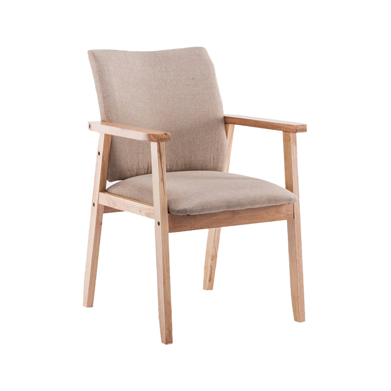 Scandinavian Rubberwood Solid Back Arm Chair Wood Dining Chair for Home Khaki 1 Piece Natural Wood Clearhalo ' kitchen&dining_furn' 'Dining Chairs' 'Dining Tables & Seating' 'dining_chair' 'furn' 'furn_dining_chair' 'Furniture' 'furniture_dining_chair' 'Kitchen & Dining Furniture' 'kitchen' 3621665