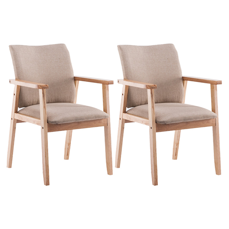 Scandinavian Rubberwood Solid Back Arm Chair Wood Dining Chair for Home Khaki 2 Piece Set Natural Wood Clearhalo ' kitchen&dining_furn' 'Dining Chairs' 'Dining Tables & Seating' 'dining_chair' 'furn' 'furn_dining_chair' 'Furniture' 'furniture_dining_chair' 'Kitchen & Dining Furniture' 'kitchen' 3621666