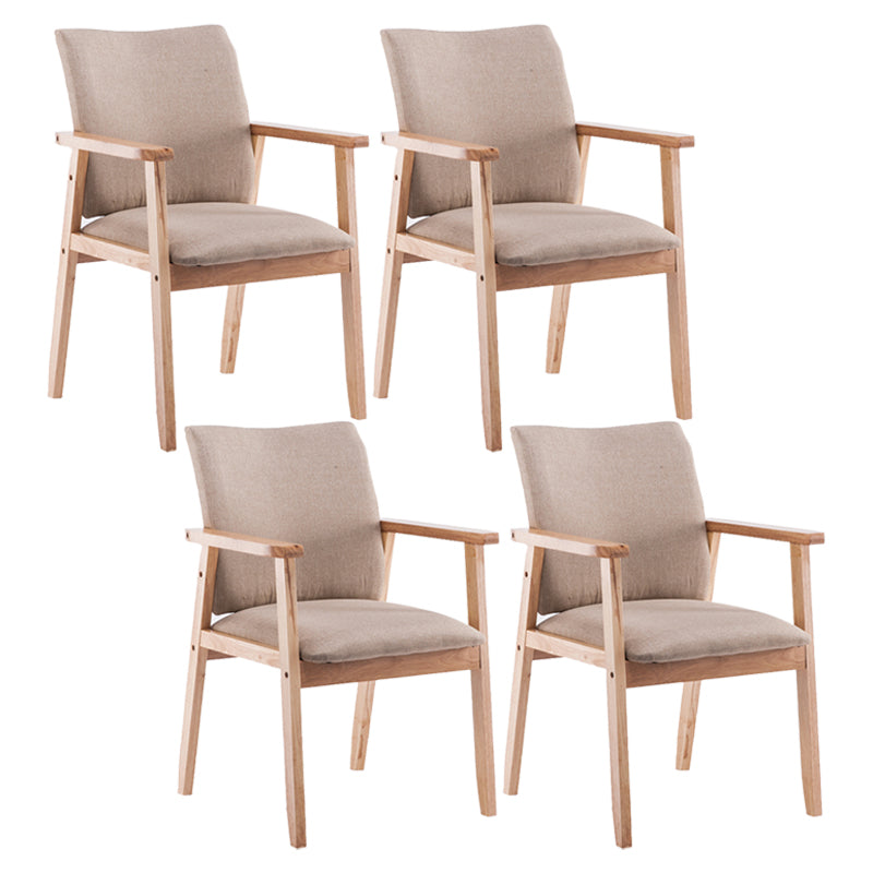 Scandinavian Rubberwood Solid Back Arm Chair Wood Dining Chair for Home Khaki 4 Piece Set Natural Wood Clearhalo ' kitchen&dining_furn' 'Dining Chairs' 'Dining Tables & Seating' 'dining_chair' 'furn' 'furn_dining_chair' 'Furniture' 'furniture_dining_chair' 'Kitchen & Dining Furniture' 'kitchen' 3621667