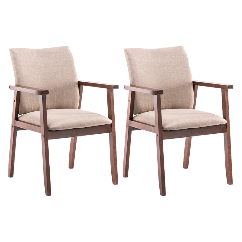 Scandinavian Rubberwood Solid Back Arm Chair Wood Dining Chair for Home Khaki 2 Piece Set Walnut Clearhalo ' kitchen&dining_furn' 'Dining Chairs' 'Dining Tables & Seating' 'dining_chair' 'furn' 'furn_dining_chair' 'Furniture' 'furniture_dining_chair' 'Kitchen & Dining Furniture' 'kitchen' 3621669