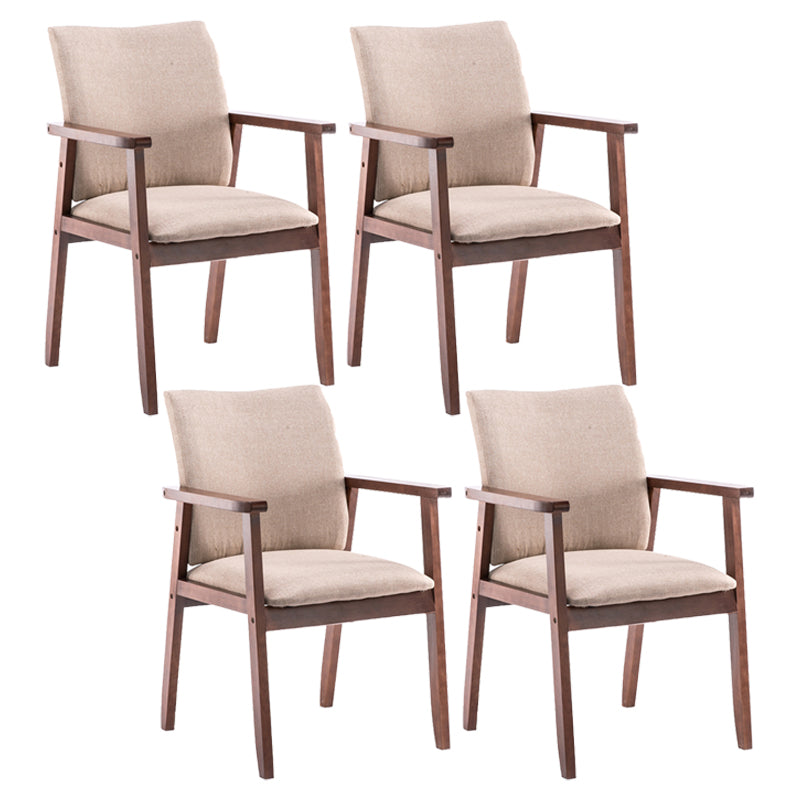 Scandinavian Rubberwood Solid Back Arm Chair Wood Dining Chair for Home Khaki 4 Piece Set Walnut Clearhalo ' kitchen&dining_furn' 'Dining Chairs' 'Dining Tables & Seating' 'dining_chair' 'furn' 'furn_dining_chair' 'Furniture' 'furniture_dining_chair' 'Kitchen & Dining Furniture' 'kitchen' 3621670
