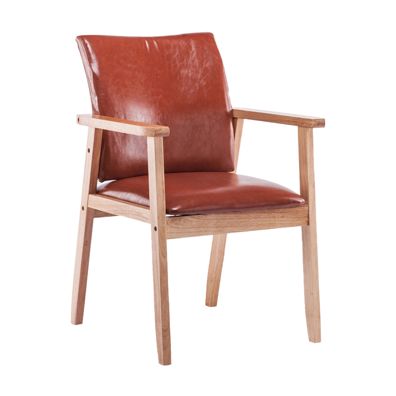 Scandinavian Rubberwood Solid Back Arm Chair Wood Dining Chair for Home Red Brown 1 Piece Natural Wood Clearhalo ' kitchen&dining_furn' 'Dining Chairs' 'Dining Tables & Seating' 'dining_chair' 'furn' 'furn_dining_chair' 'Furniture' 'furniture_dining_chair' 'Kitchen & Dining Furniture' 'kitchen' 3621671