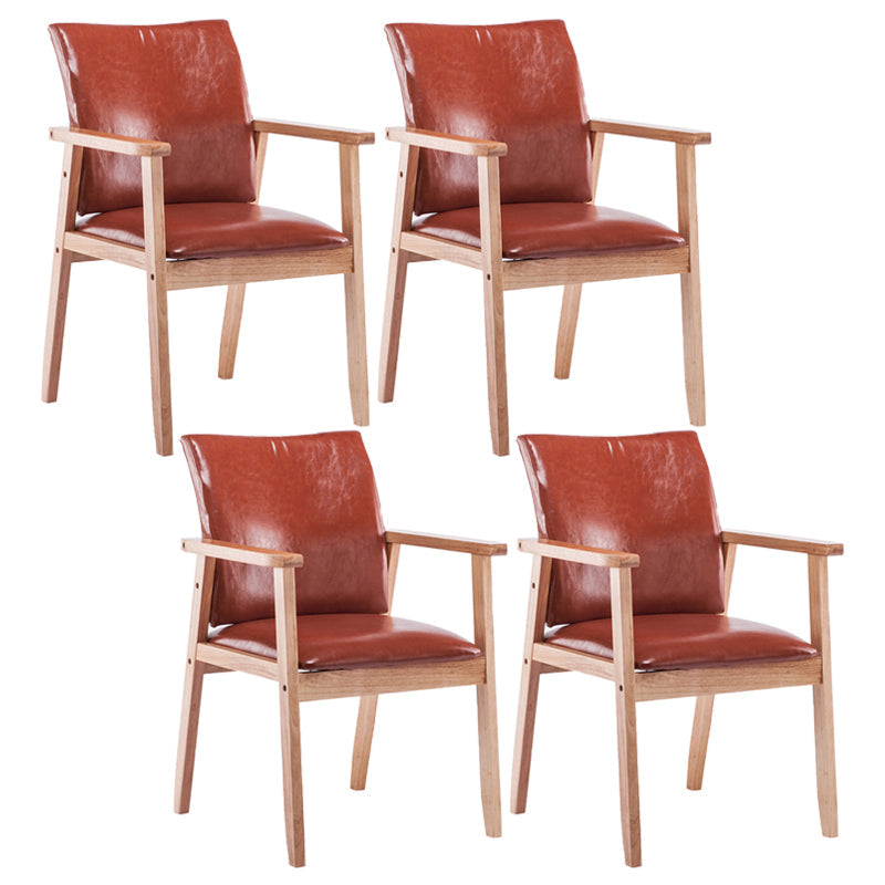 Scandinavian Rubberwood Solid Back Arm Chair Wood Dining Chair for Home Red Brown 4 Piece Set Natural Wood Clearhalo ' kitchen&dining_furn' 'Dining Chairs' 'Dining Tables & Seating' 'dining_chair' 'furn' 'furn_dining_chair' 'Furniture' 'furniture_dining_chair' 'Kitchen & Dining Furniture' 'kitchen' 3621673