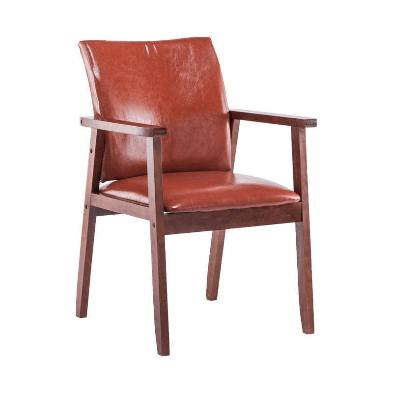 Scandinavian Rubberwood Solid Back Arm Chair Wood Dining Chair for Home Red Brown 1 Piece Walnut Clearhalo ' kitchen&dining_furn' 'Dining Chairs' 'Dining Tables & Seating' 'dining_chair' 'furn' 'furn_dining_chair' 'Furniture' 'furniture_dining_chair' 'Kitchen & Dining Furniture' 'kitchen' 3621674