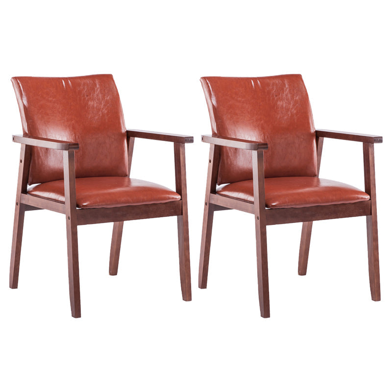 Scandinavian Rubberwood Solid Back Arm Chair Wood Dining Chair for Home Red Brown 2 Piece Set Walnut Clearhalo ' kitchen&dining_furn' 'Dining Chairs' 'Dining Tables & Seating' 'dining_chair' 'furn' 'furn_dining_chair' 'Furniture' 'furniture_dining_chair' 'Kitchen & Dining Furniture' 'kitchen' 3621675