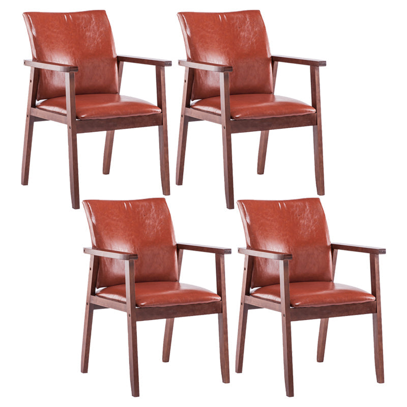 Scandinavian Rubberwood Solid Back Arm Chair Wood Dining Chair for Home Red Brown 4 Piece Set Walnut Clearhalo ' kitchen&dining_furn' 'Dining Chairs' 'Dining Tables & Seating' 'dining_chair' 'furn' 'furn_dining_chair' 'Furniture' 'furniture_dining_chair' 'Kitchen & Dining Furniture' 'kitchen' 3621676
