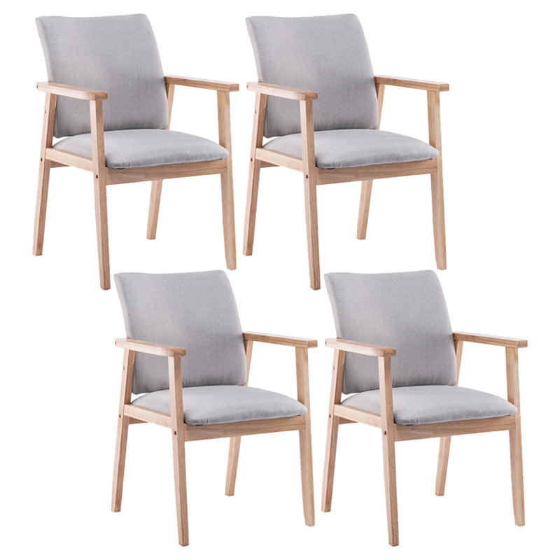 Scandinavian Rubberwood Solid Back Arm Chair Wood Dining Chair for Home Smoke Gray 4 Piece Set Natural Wood Clearhalo ' kitchen&dining_furn' 'Dining Chairs' 'Dining Tables & Seating' 'dining_chair' 'furn' 'furn_dining_chair' 'Furniture' 'furniture_dining_chair' 'Kitchen & Dining Furniture' 'kitchen' 3621679