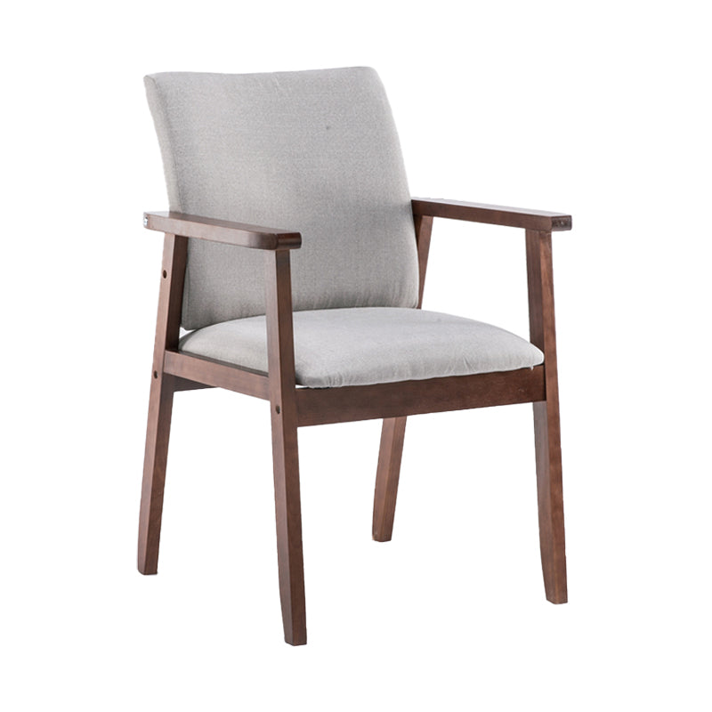 Scandinavian Rubberwood Solid Back Arm Chair Wood Dining Chair for Home Smoke Gray 1 Piece Walnut Clearhalo ' kitchen&dining_furn' 'Dining Chairs' 'Dining Tables & Seating' 'dining_chair' 'furn' 'furn_dining_chair' 'Furniture' 'furniture_dining_chair' 'Kitchen & Dining Furniture' 'kitchen' 3621680