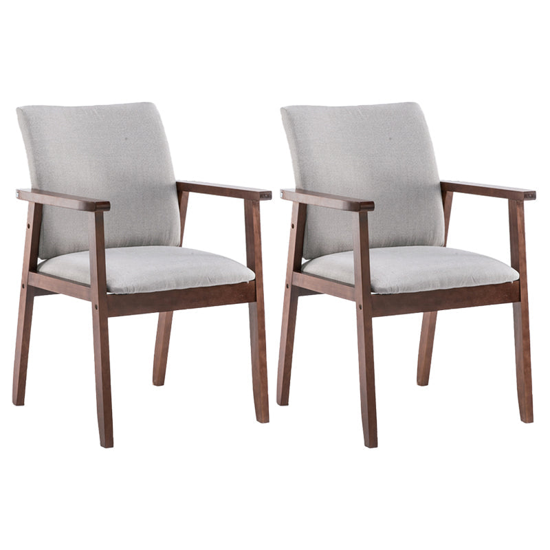 Scandinavian Rubberwood Solid Back Arm Chair Wood Dining Chair for Home Smoke Gray 2 Piece Set Walnut Clearhalo ' kitchen&dining_furn' 'Dining Chairs' 'Dining Tables & Seating' 'dining_chair' 'furn' 'furn_dining_chair' 'Furniture' 'furniture_dining_chair' 'Kitchen & Dining Furniture' 'kitchen' 3621681