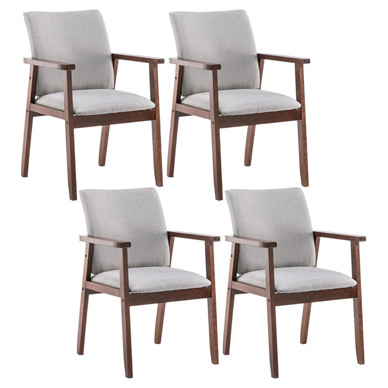 Scandinavian Rubberwood Solid Back Arm Chair Wood Dining Chair for Home Smoke Gray 4 Piece Set Walnut Clearhalo ' kitchen&dining_furn' 'Dining Chairs' 'Dining Tables & Seating' 'dining_chair' 'furn' 'furn_dining_chair' 'Furniture' 'furniture_dining_chair' 'Kitchen & Dining Furniture' 'kitchen' 3621682