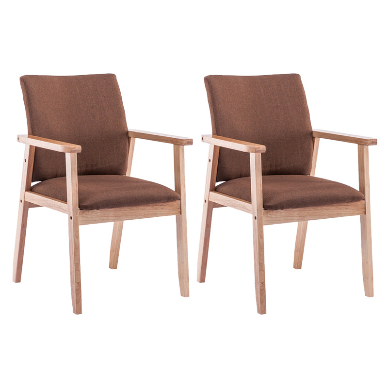 Scandinavian Rubberwood Solid Back Arm Chair Wood Dining Chair for Home Coffee 2 Piece Set Natural Wood Clearhalo ' kitchen&dining_furn' 'Dining Chairs' 'Dining Tables & Seating' 'dining_chair' 'furn' 'furn_dining_chair' 'Furniture' 'furniture_dining_chair' 'Kitchen & Dining Furniture' 'kitchen' 3621684