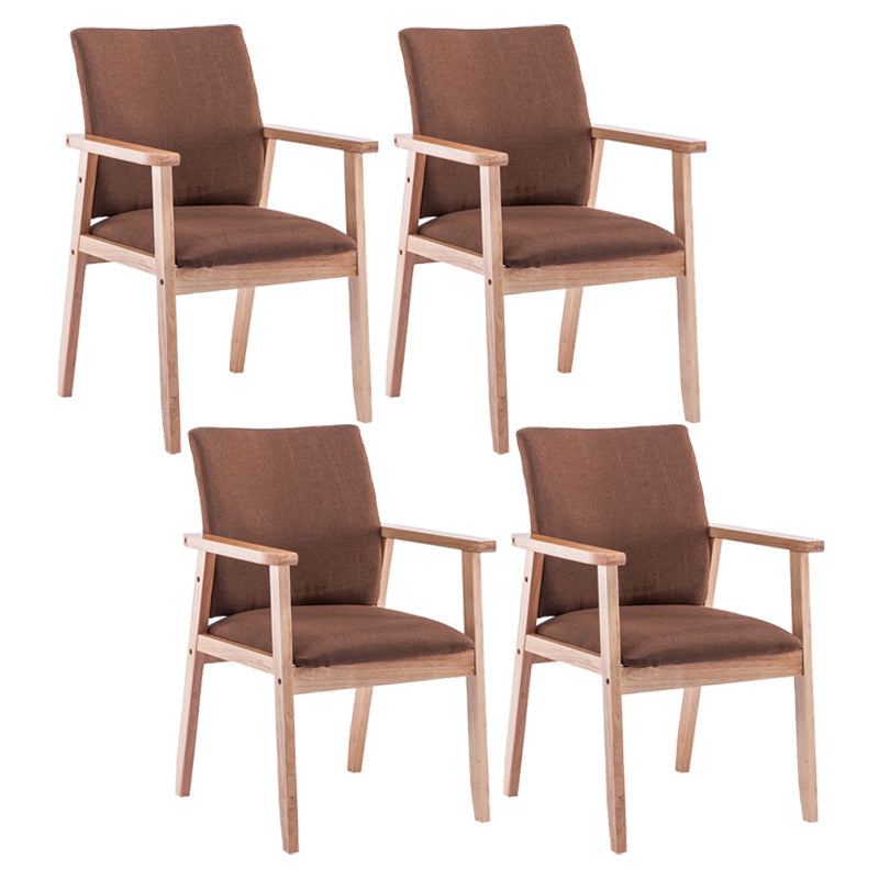 Scandinavian Rubberwood Solid Back Arm Chair Wood Dining Chair for Home Coffee 4 Piece Set Natural Wood Clearhalo ' kitchen&dining_furn' 'Dining Chairs' 'Dining Tables & Seating' 'dining_chair' 'furn' 'furn_dining_chair' 'Furniture' 'furniture_dining_chair' 'Kitchen & Dining Furniture' 'kitchen' 3621685