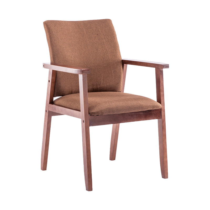 Scandinavian Rubberwood Solid Back Arm Chair Wood Dining Chair for Home Coffee 1 Piece Walnut Clearhalo ' kitchen&dining_furn' 'Dining Chairs' 'Dining Tables & Seating' 'dining_chair' 'furn' 'furn_dining_chair' 'Furniture' 'furniture_dining_chair' 'Kitchen & Dining Furniture' 'kitchen' 3621686