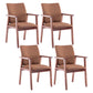 Scandinavian Rubberwood Solid Back Arm Chair Wood Dining Chair for Home Coffee 4 Piece Set Walnut Clearhalo ' kitchen&dining_furn' 'Dining Chairs' 'Dining Tables & Seating' 'dining_chair' 'furn' 'furn_dining_chair' 'Furniture' 'furniture_dining_chair' 'Kitchen & Dining Furniture' 'kitchen' 3621688