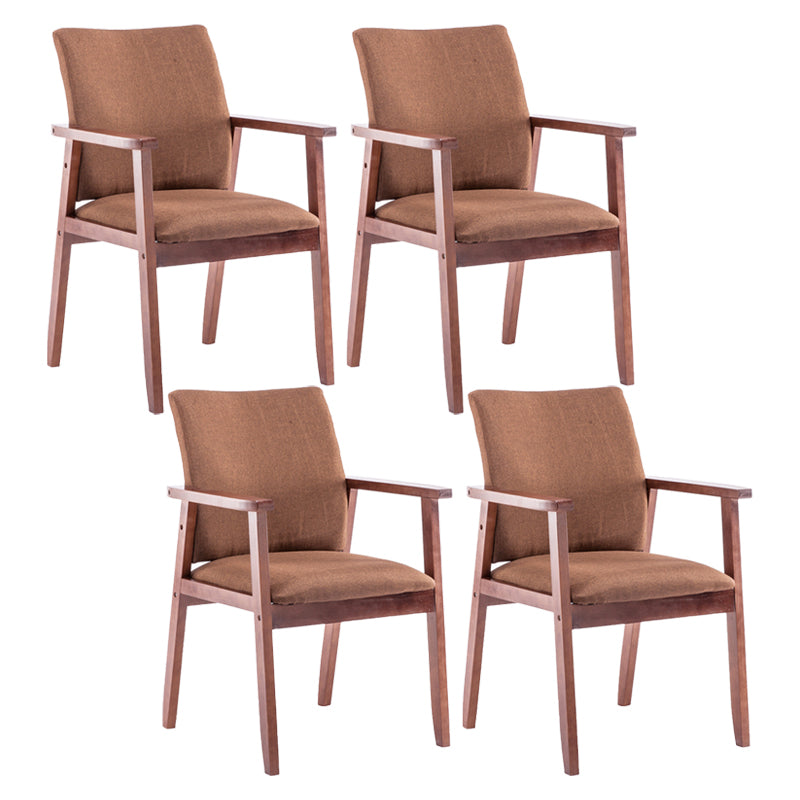 Scandinavian Rubberwood Solid Back Arm Chair Wood Dining Chair for Home Coffee 4 Piece Set Walnut Clearhalo ' kitchen&dining_furn' 'Dining Chairs' 'Dining Tables & Seating' 'dining_chair' 'furn' 'furn_dining_chair' 'Furniture' 'furniture_dining_chair' 'Kitchen & Dining Furniture' 'kitchen' 3621688
