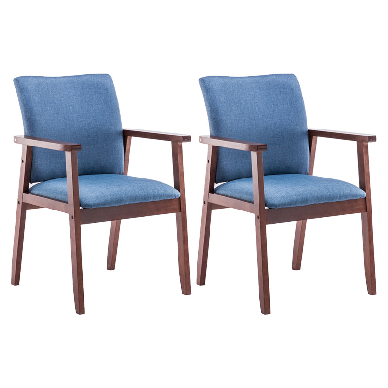 Scandinavian Rubberwood Solid Back Arm Chair Wood Dining Chair for Home Ocean Blue 2 Piece Set Walnut Clearhalo ' kitchen&dining_furn' 'Dining Chairs' 'Dining Tables & Seating' 'dining_chair' 'furn' 'furn_dining_chair' 'Furniture' 'furniture_dining_chair' 'Kitchen & Dining Furniture' 'kitchen' 3621693