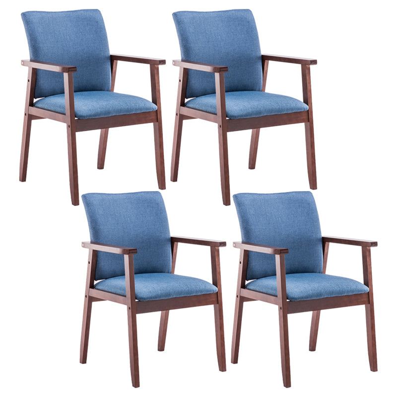 Scandinavian Rubberwood Solid Back Arm Chair Wood Dining Chair for Home Ocean Blue 4 Piece Set Walnut Clearhalo ' kitchen&dining_furn' 'Dining Chairs' 'Dining Tables & Seating' 'dining_chair' 'furn' 'furn_dining_chair' 'Furniture' 'furniture_dining_chair' 'Kitchen & Dining Furniture' 'kitchen' 3621694