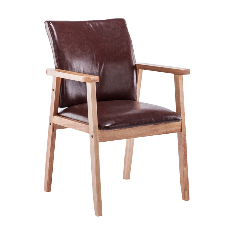 Scandinavian Rubberwood Solid Back Arm Chair Wood Dining Chair for Home Dark Brown 1 Piece Natural Wood Clearhalo ' kitchen&dining_furn' 'Dining Chairs' 'Dining Tables & Seating' 'dining_chair' 'furn' 'furn_dining_chair' 'Furniture' 'furniture_dining_chair' 'Kitchen & Dining Furniture' 'kitchen' 3621695