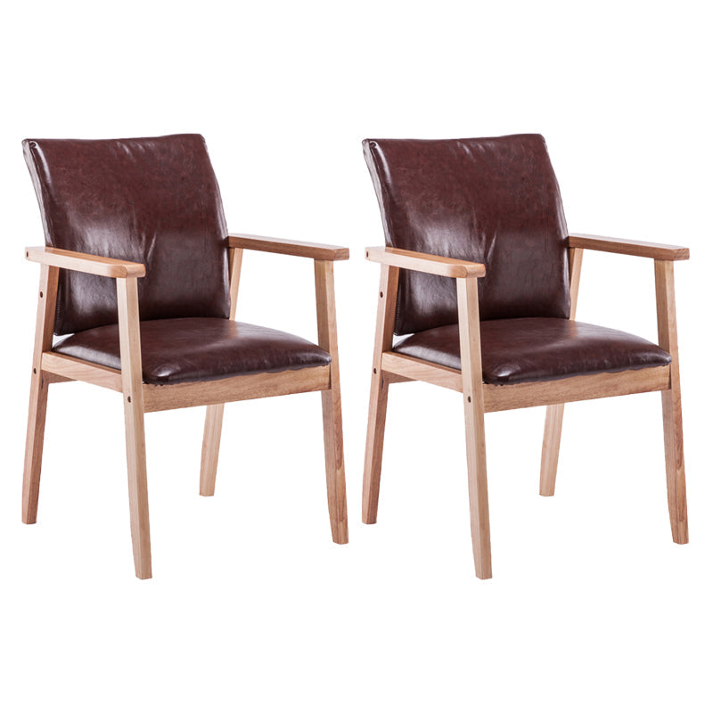 Scandinavian Rubberwood Solid Back Arm Chair Wood Dining Chair for Home Dark Brown 2 Piece Set Natural Wood Clearhalo ' kitchen&dining_furn' 'Dining Chairs' 'Dining Tables & Seating' 'dining_chair' 'furn' 'furn_dining_chair' 'Furniture' 'furniture_dining_chair' 'Kitchen & Dining Furniture' 'kitchen' 3621696