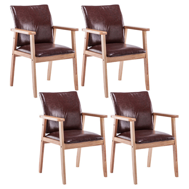 Scandinavian Rubberwood Solid Back Arm Chair Wood Dining Chair for Home Dark Brown 4 Piece Set Natural Wood Clearhalo ' kitchen&dining_furn' 'Dining Chairs' 'Dining Tables & Seating' 'dining_chair' 'furn' 'furn_dining_chair' 'Furniture' 'furniture_dining_chair' 'Kitchen & Dining Furniture' 'kitchen' 3621697