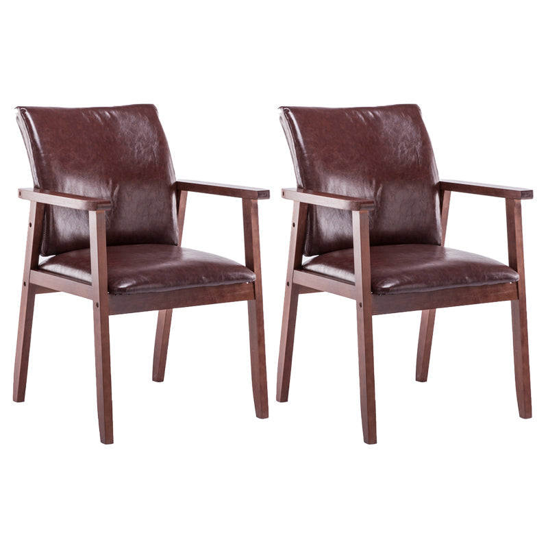 Scandinavian Rubberwood Solid Back Arm Chair Wood Dining Chair for Home Dark Brown 2 Piece Set Walnut Clearhalo ' kitchen&dining_furn' 'Dining Chairs' 'Dining Tables & Seating' 'dining_chair' 'furn' 'furn_dining_chair' 'Furniture' 'furniture_dining_chair' 'Kitchen & Dining Furniture' 'kitchen' 3621699