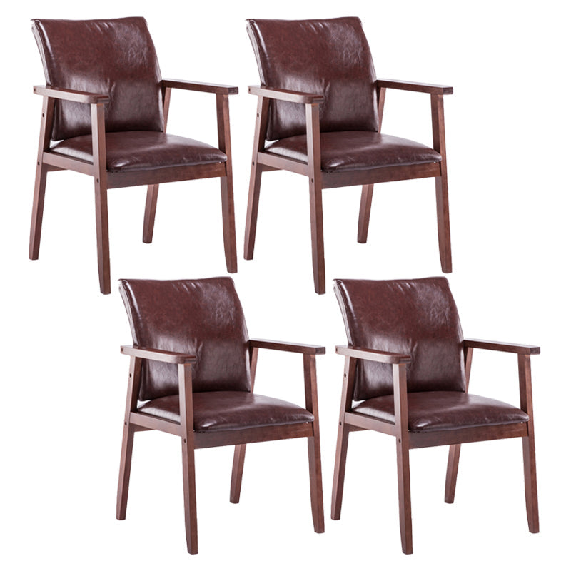 Scandinavian Rubberwood Solid Back Arm Chair Wood Dining Chair for Home Dark Brown 4 Piece Set Walnut Clearhalo ' kitchen&dining_furn' 'Dining Chairs' 'Dining Tables & Seating' 'dining_chair' 'furn' 'furn_dining_chair' 'Furniture' 'furniture_dining_chair' 'Kitchen & Dining Furniture' 'kitchen' 3621700
