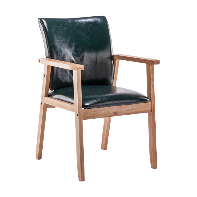 Scandinavian Rubberwood Solid Back Arm Chair Wood Dining Chair for Home Blackish Green 1 Piece Natural Wood Clearhalo ' kitchen&dining_furn' 'Dining Chairs' 'Dining Tables & Seating' 'dining_chair' 'furn' 'furn_dining_chair' 'Furniture' 'furniture_dining_chair' 'Kitchen & Dining Furniture' 'kitchen' 3621701