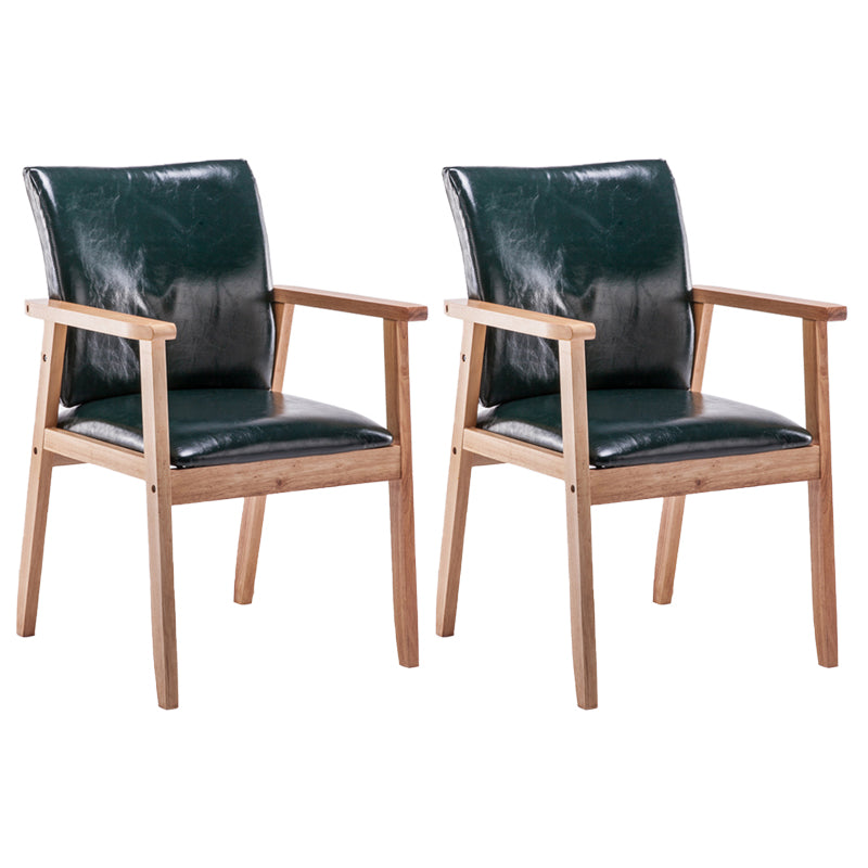 Scandinavian Rubberwood Solid Back Arm Chair Wood Dining Chair for Home Blackish Green 2 Piece Set Natural Wood Clearhalo ' kitchen&dining_furn' 'Dining Chairs' 'Dining Tables & Seating' 'dining_chair' 'furn' 'furn_dining_chair' 'Furniture' 'furniture_dining_chair' 'Kitchen & Dining Furniture' 'kitchen' 3621702