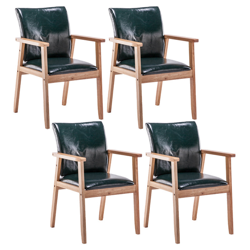 Scandinavian Rubberwood Solid Back Arm Chair Wood Dining Chair for Home Blackish Green 4 Piece Set Natural Wood Clearhalo ' kitchen&dining_furn' 'Dining Chairs' 'Dining Tables & Seating' 'dining_chair' 'furn' 'furn_dining_chair' 'Furniture' 'furniture_dining_chair' 'Kitchen & Dining Furniture' 'kitchen' 3621703