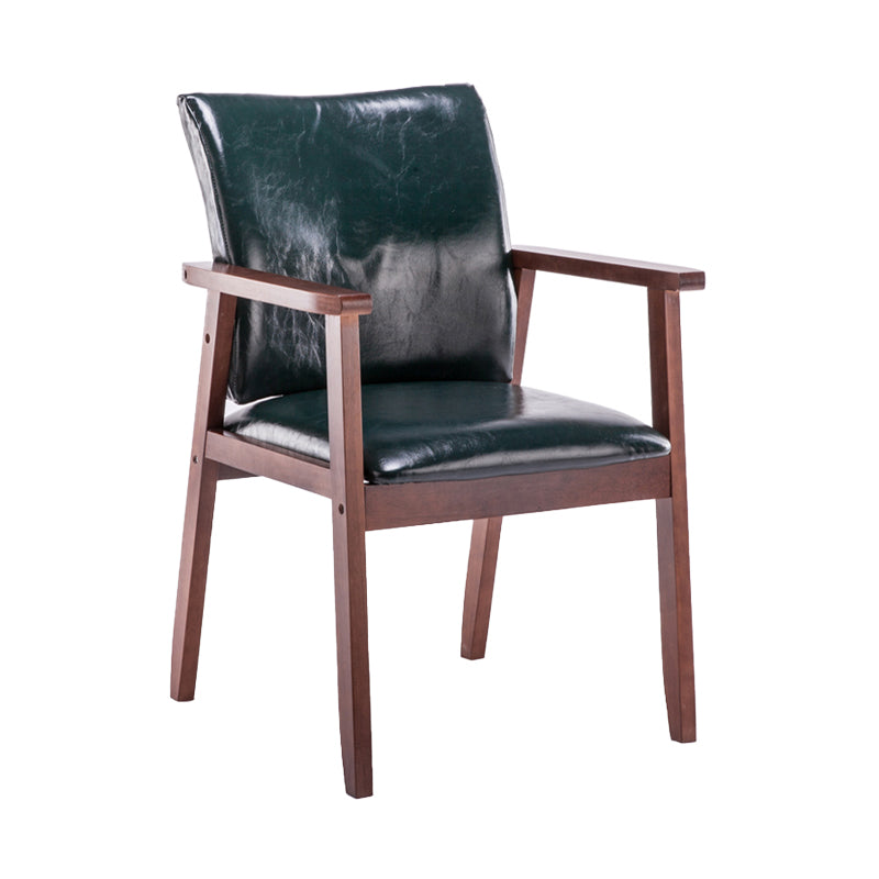 Scandinavian Rubberwood Solid Back Arm Chair Wood Dining Chair for Home Blackish Green 1 Piece Walnut Clearhalo ' kitchen&dining_furn' 'Dining Chairs' 'Dining Tables & Seating' 'dining_chair' 'furn' 'furn_dining_chair' 'Furniture' 'furniture_dining_chair' 'Kitchen & Dining Furniture' 'kitchen' 3621704