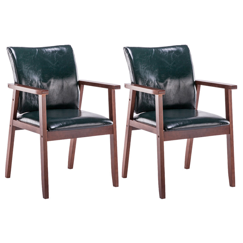 Scandinavian Rubberwood Solid Back Arm Chair Wood Dining Chair for Home Blackish Green 2 Piece Set Walnut Clearhalo ' kitchen&dining_furn' 'Dining Chairs' 'Dining Tables & Seating' 'dining_chair' 'furn' 'furn_dining_chair' 'Furniture' 'furniture_dining_chair' 'Kitchen & Dining Furniture' 'kitchen' 3621705