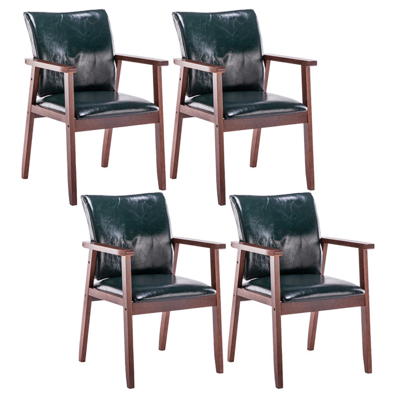 Scandinavian Rubberwood Solid Back Arm Chair Wood Dining Chair for Home Blackish Green 4 Piece Set Walnut Clearhalo ' kitchen&dining_furn' 'Dining Chairs' 'Dining Tables & Seating' 'dining_chair' 'furn' 'furn_dining_chair' 'Furniture' 'furniture_dining_chair' 'Kitchen & Dining Furniture' 'kitchen' 3621706