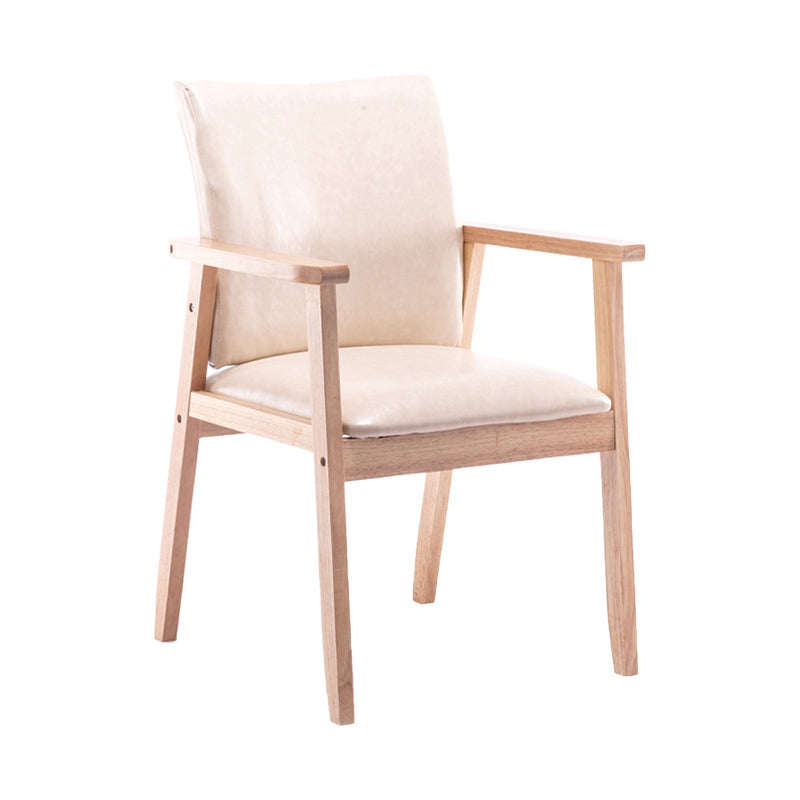 Scandinavian Rubberwood Solid Back Arm Chair Wood Dining Chair for Home Off-White 1 Piece Natural Wood Clearhalo ' kitchen&dining_furn' 'Dining Chairs' 'Dining Tables & Seating' 'dining_chair' 'furn' 'furn_dining_chair' 'Furniture' 'furniture_dining_chair' 'Kitchen & Dining Furniture' 'kitchen' 3621707