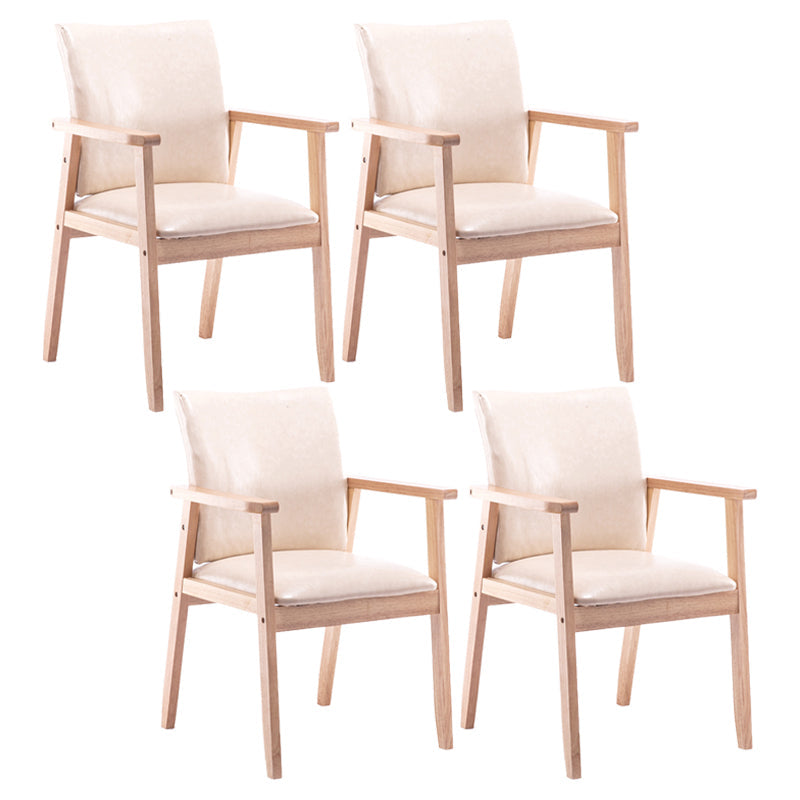 Scandinavian Rubberwood Solid Back Arm Chair Wood Dining Chair for Home Off-White 4 Piece Set Natural Wood Clearhalo ' kitchen&dining_furn' 'Dining Chairs' 'Dining Tables & Seating' 'dining_chair' 'furn' 'furn_dining_chair' 'Furniture' 'furniture_dining_chair' 'Kitchen & Dining Furniture' 'kitchen' 3621709