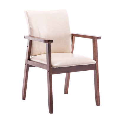 Scandinavian Rubberwood Solid Back Arm Chair Wood Dining Chair for Home Off-White 1 Piece Walnut Clearhalo ' kitchen&dining_furn' 'Dining Chairs' 'Dining Tables & Seating' 'dining_chair' 'furn' 'furn_dining_chair' 'Furniture' 'furniture_dining_chair' 'Kitchen & Dining Furniture' 'kitchen' 3621710