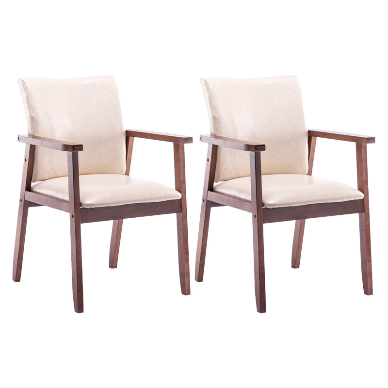 Scandinavian Rubberwood Solid Back Arm Chair Wood Dining Chair for Home Off-White 2 Piece Set Walnut Clearhalo ' kitchen&dining_furn' 'Dining Chairs' 'Dining Tables & Seating' 'dining_chair' 'furn' 'furn_dining_chair' 'Furniture' 'furniture_dining_chair' 'Kitchen & Dining Furniture' 'kitchen' 3621711