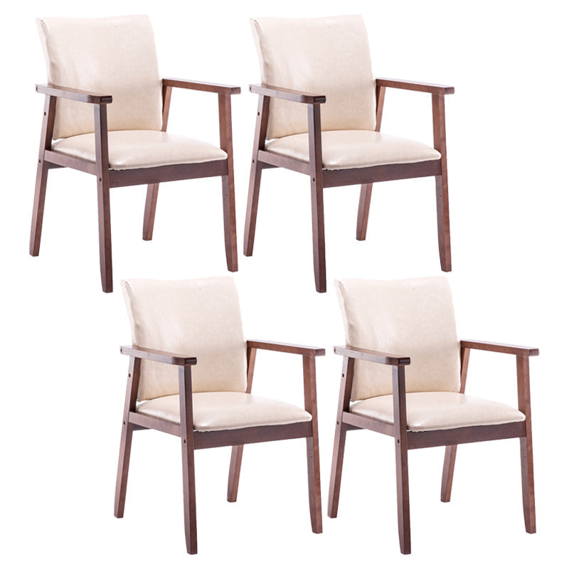 Scandinavian Rubberwood Solid Back Arm Chair Wood Dining Chair for Home Off-White 4 Piece Set Walnut Clearhalo ' kitchen&dining_furn' 'Dining Chairs' 'Dining Tables & Seating' 'dining_chair' 'furn' 'furn_dining_chair' 'Furniture' 'furniture_dining_chair' 'Kitchen & Dining Furniture' 'kitchen' 3621712