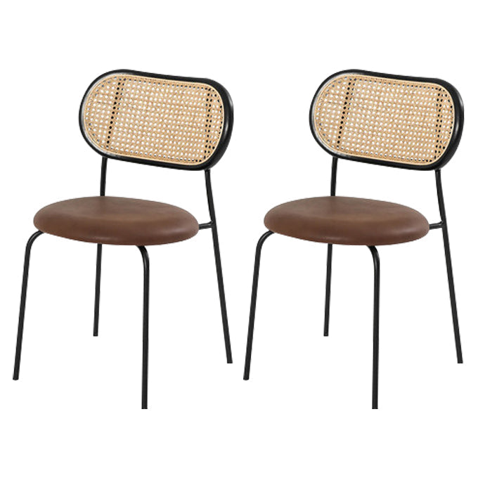 Contemporary Kitchen Metal Dining Side Chair Opening Back Dining Side Chair Brown 2 Piece Set Clearhalo ' kitchen&dining_furn' 'Dining Chairs' 'Dining Tables & Seating' 'dining_chair' 'furn' 'furn_dining_chair' 'Furniture' 'furniture_dining_chair' 'Kitchen & Dining Furniture' 'kitchen' 3621720