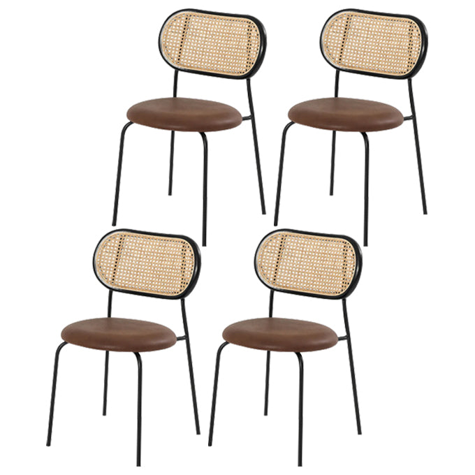 Contemporary Kitchen Metal Dining Side Chair Opening Back Dining Side Chair Brown 4 Piece Set Clearhalo ' kitchen&dining_furn' 'Dining Chairs' 'Dining Tables & Seating' 'dining_chair' 'furn' 'furn_dining_chair' 'Furniture' 'furniture_dining_chair' 'Kitchen & Dining Furniture' 'kitchen' 3621721