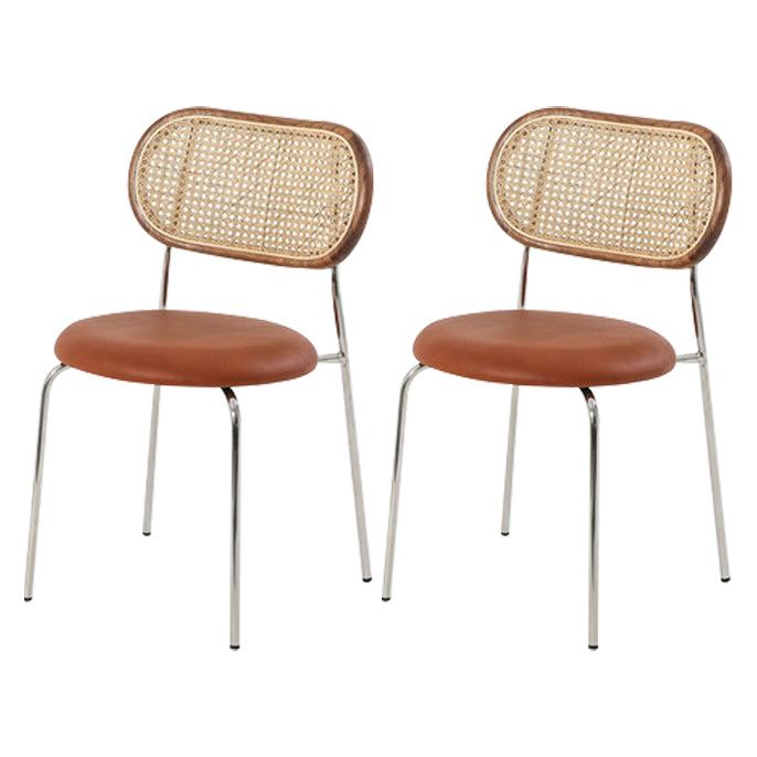 Contemporary Kitchen Metal Dining Side Chair Opening Back Dining Side Chair Coffee 2 Piece Set Clearhalo ' kitchen&dining_furn' 'Dining Chairs' 'Dining Tables & Seating' 'dining_chair' 'furn' 'furn_dining_chair' 'Furniture' 'furniture_dining_chair' 'Kitchen & Dining Furniture' 'kitchen' 3621725