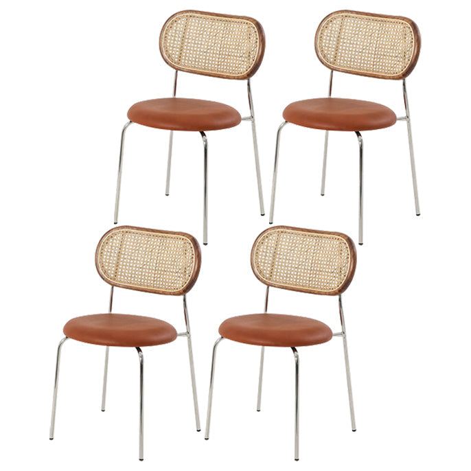 Contemporary Kitchen Metal Dining Side Chair Opening Back Dining Side Chair Coffee 4 Piece Set Clearhalo ' kitchen&dining_furn' 'Dining Chairs' 'Dining Tables & Seating' 'dining_chair' 'furn' 'furn_dining_chair' 'Furniture' 'furniture_dining_chair' 'Kitchen & Dining Furniture' 'kitchen' 3621727