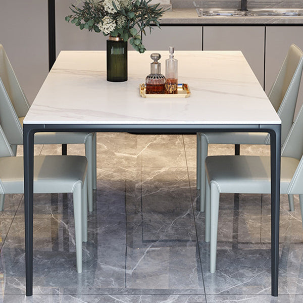 Minimalist Sintered Stone Standard Dining Table Rectangle Kitchen Dining Table with 4 Legs Base Clearhalo ' dining_table' 'Dining Tables & Seating' 'Dining Tables' 'furn' 'furn_dining_table' 'Furniture' 'furniture_dining_table' 'Kitchen & Dining Furniture' 'kitchen&dining_furn' 'kitchen' 'kitchen_dining_table' 3621777
